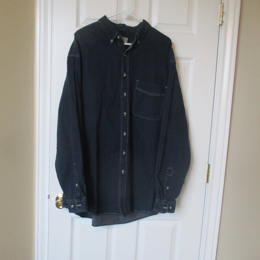 Eddie Bauer Denim Shirt Size XL Long Sleeve Button Down  heavy denim